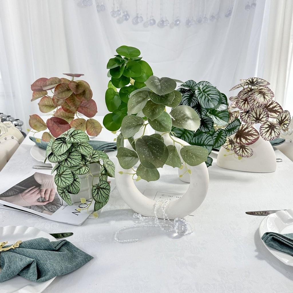 Faux Green Plants With Colocasia Leaves For Home Staging And Photo Props