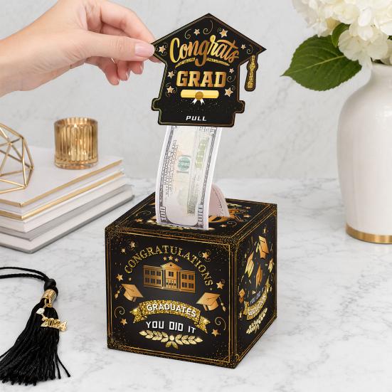 2026 Graduation Money Box for Cash Gift Pull, Congrats Grad Surprise Money Holder with Pull Out Card, Class of 2026 Graduation Gift for Party Supplies