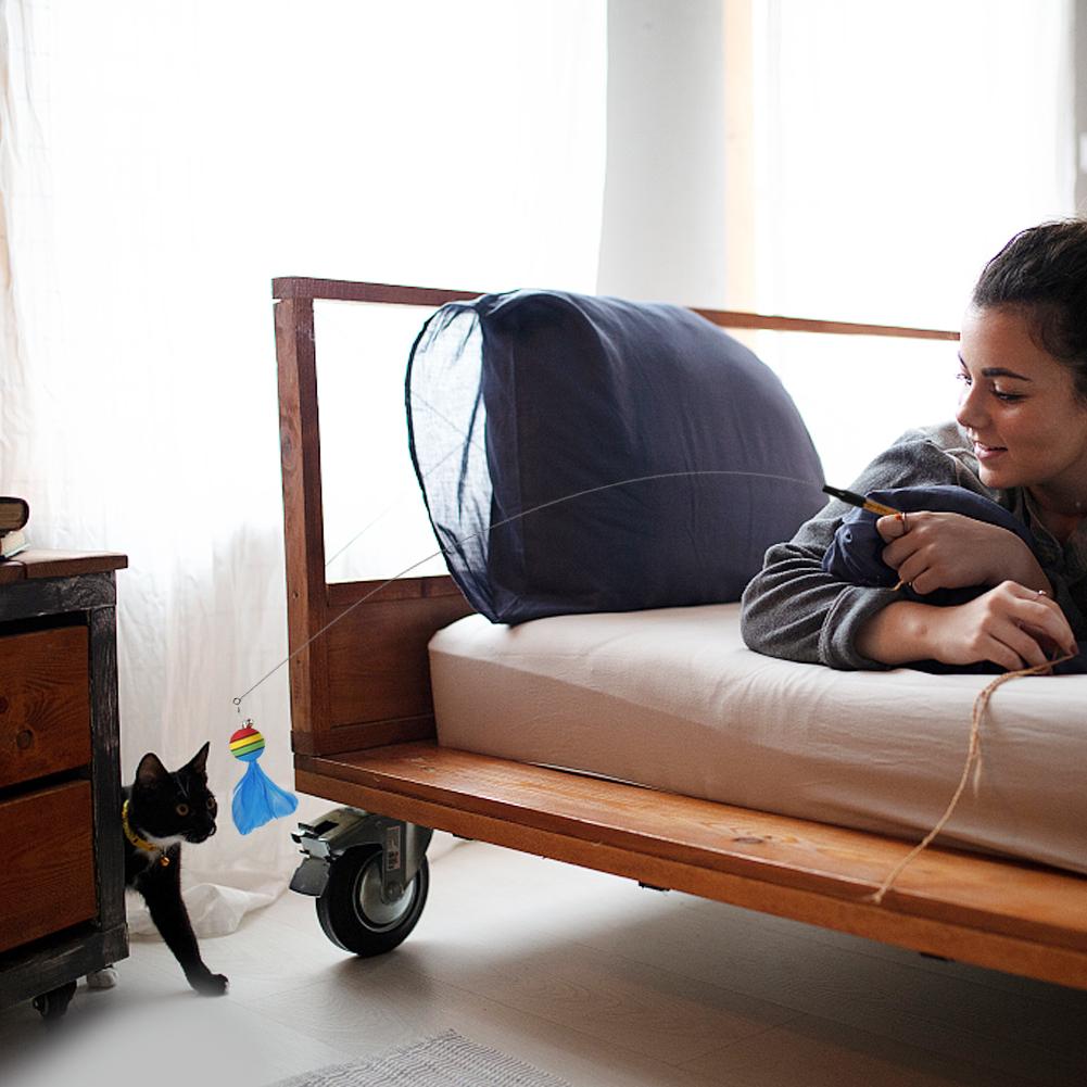 Cat Interactive Toy Funny Feather Ball Teaser Wand Toy with Bell Cat Stick Toy for Kitten Playing Teaser Wand Toy Cat Supplies