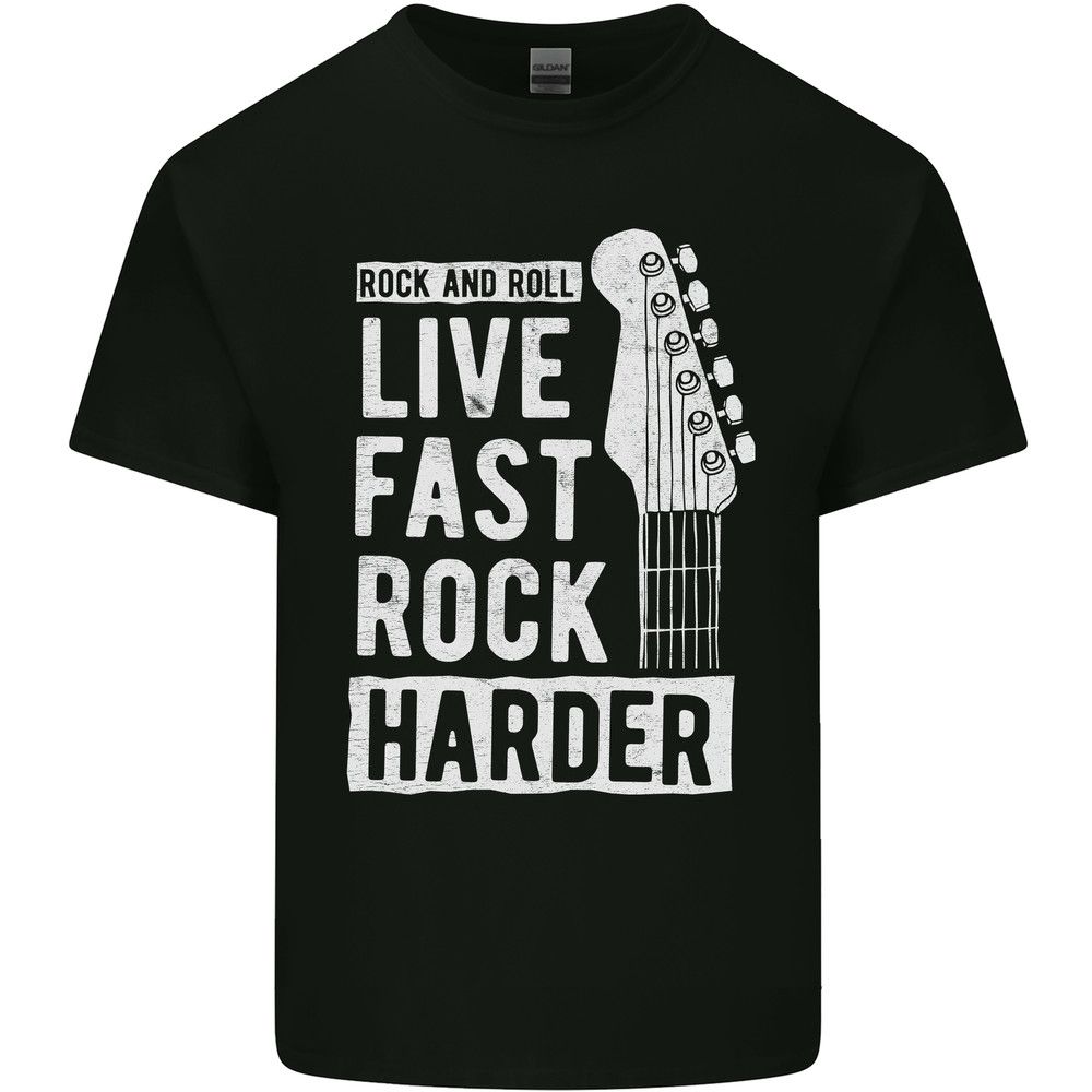 Unisex shirt Cotton Oversize Large Size Live Fast Rock Harder Guitar & Roll Music Mens Light Cotton T-Shirt