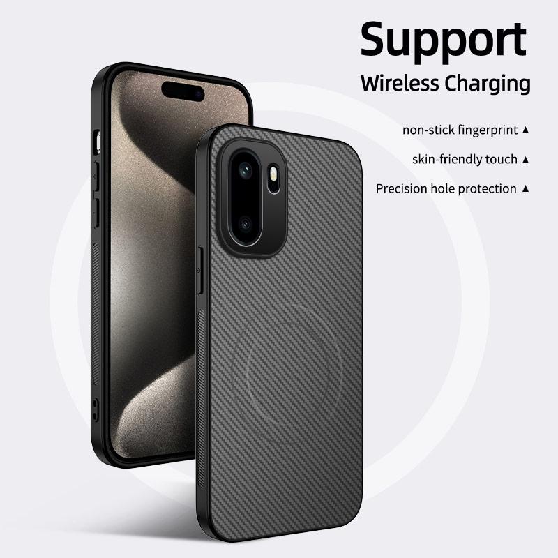 Carbon Fiber Texture Wireless Charging Magnetic Case For OnePlus 15R OnePlus15R 5G ShockProof Phone Cover OnePlus 15R