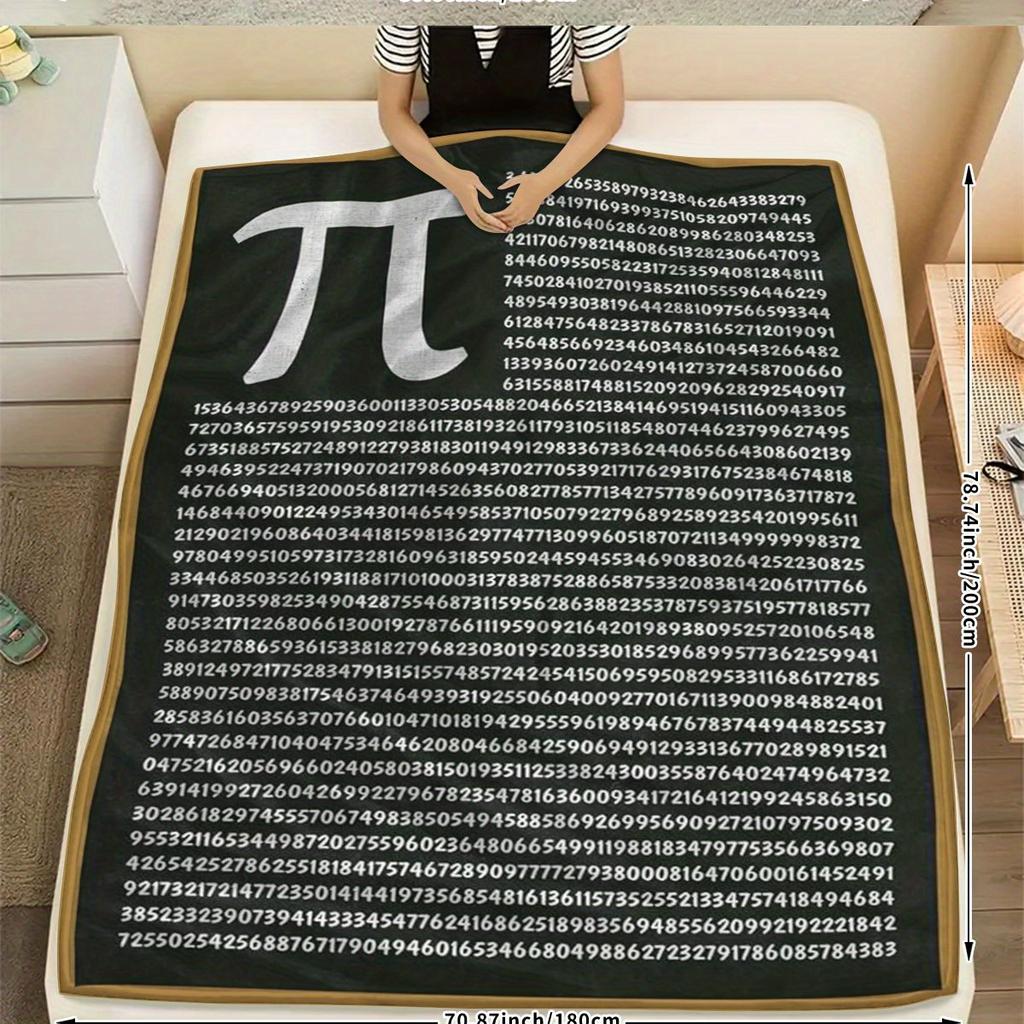 Pi Number Math-Themed Flannel Blanket - Cozy Pi Day Gift for Students Teachers Mathematicians