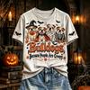 Women's Halloween Letter Print T-Shirt, Casual Crewneck Short Sleeve Tee, Everyday Wear