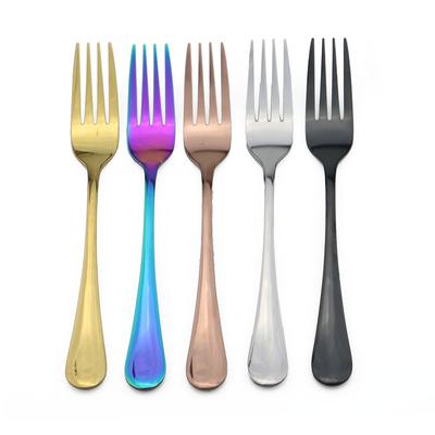 1Pc Stainless Steel Mirror Polished Dinner Fork Fruit Forks Korea Dessert Fork With Long Handle Gold Fork