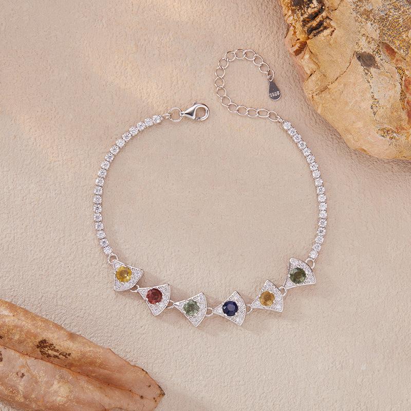 Natural Color Sapphire Color Sapphire Bracelet Women'S S925 Sterling Silver Color Treasure Jewelry Xiaohongshu