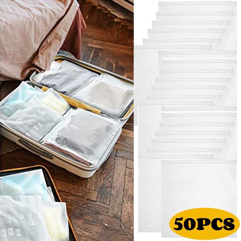 

50 шт. матовый прозрачный пластиковый пакет для одежды и обуви сумка для хранения водонепроницаемая застежка-молния портативный органайзер матовая сумка для бытовых принадлежностей S-20 25cm-50pcs