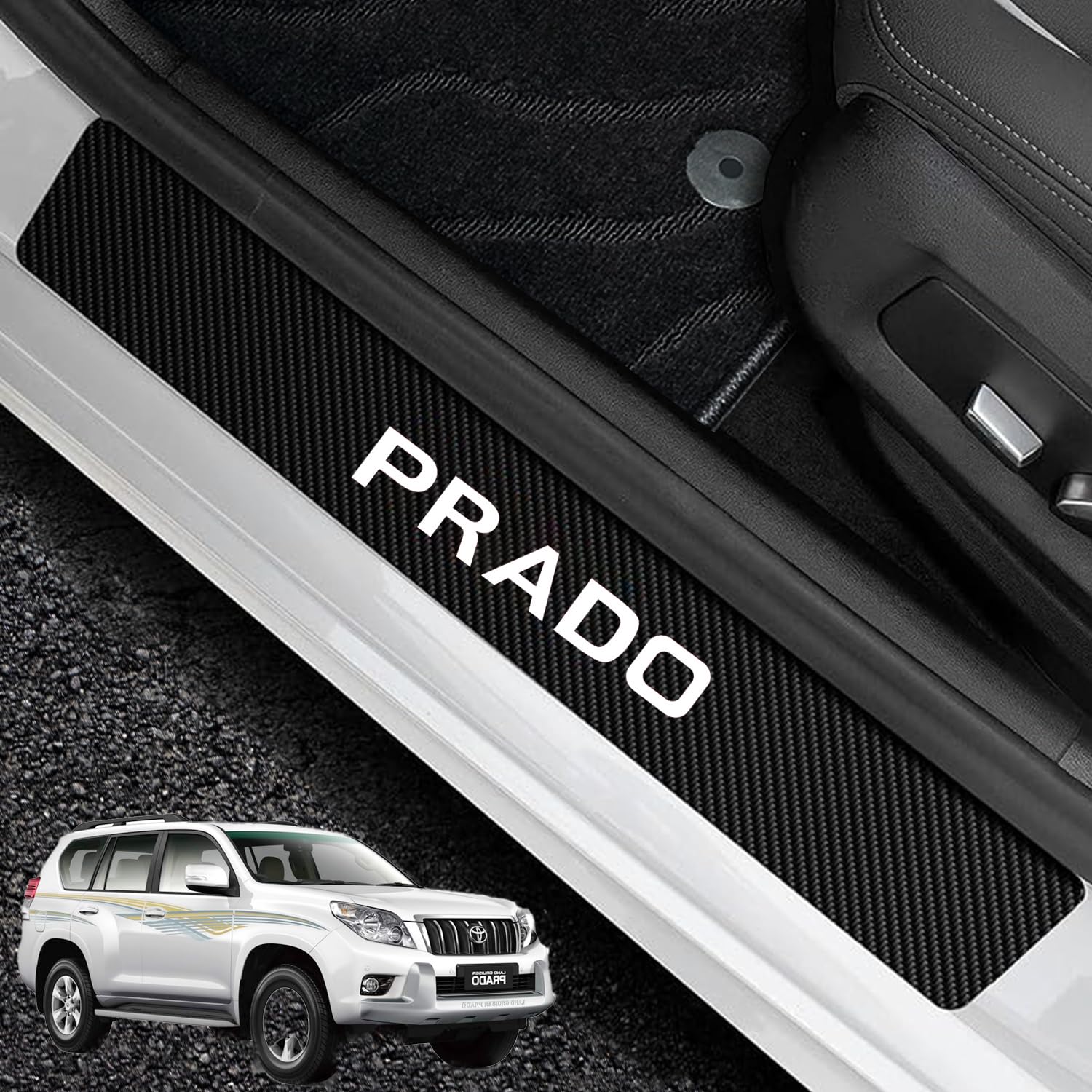 

YUYUWA Совместимо с Toyota Prado серии GX и серии VX Защита бокового порога автомобиля Текстура углеродного волокна Боковая подножка Накладка на порог Усиленная версия Используется