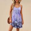 Fashion Women Summer Dress Vintage Floral Print Adjustable Spaghetti Straps Beach Vacation Casual Dress With Pockets