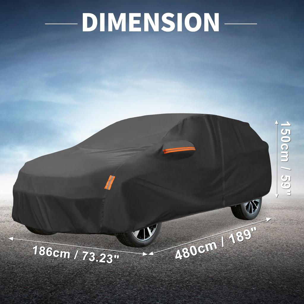 X AUTOHAUX Waterproof Aluminum Car Cover for Honda with Driver Door Body Car Increased Water Hail Sun Rainy Season Flame Strong and Yellow Sand Black