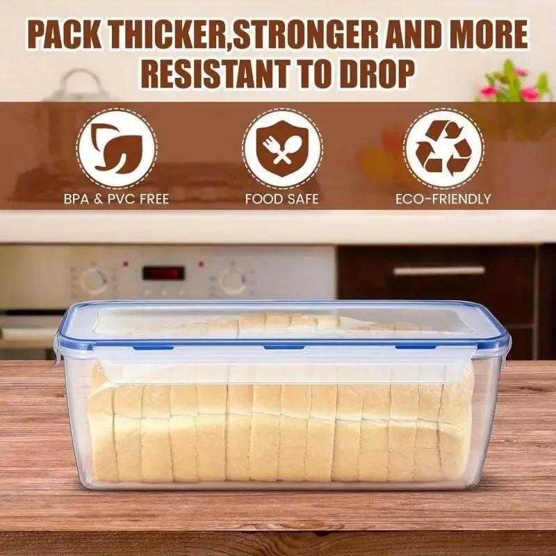Plastic Bread Storage Box Airtight Food Storage Container Sandwich Bread Keeper with Lid Loaf Bread Container Kitchen Organizer