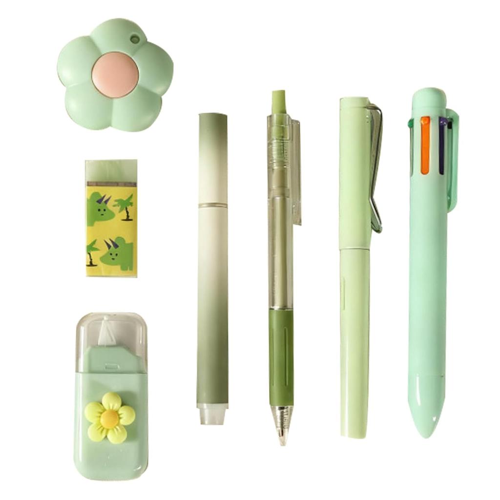 ADOFUN stationery set 7-piece learning mechanical pencil ballpoint pen gel highlighter eraser correction tape mini knife school supplies entrance gift
