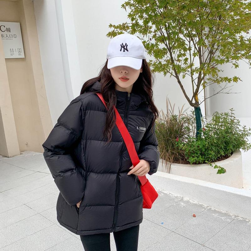 Haine noi din bumbac puf pentru femei, scurte, negre, groase, cu glugă, pentru bărbați, de iarnă, de cuplu, jachetă versatilă tip pâine pentru femei