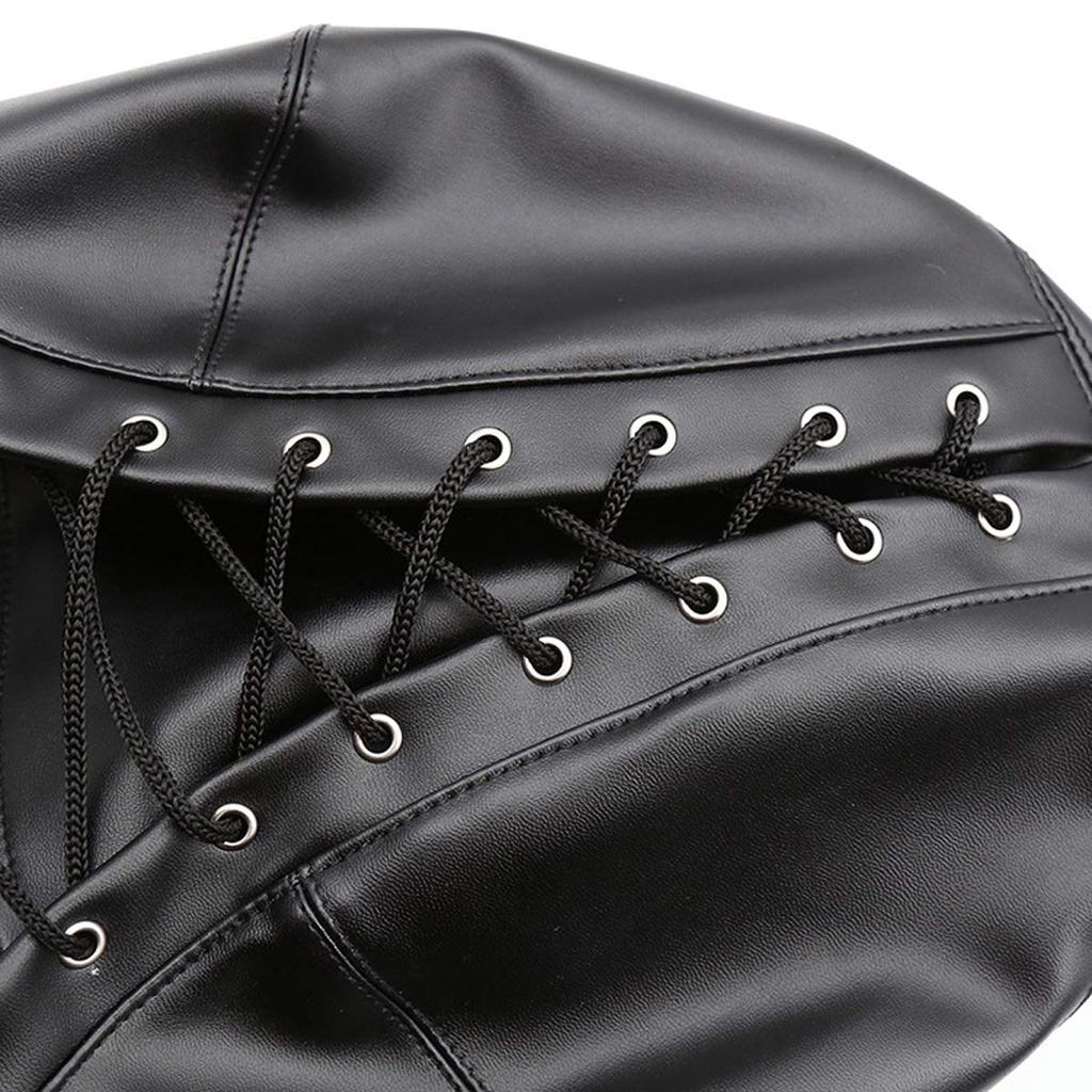 Ifukens Full Head PU Leather with Gag and Bondage Kinky Fetish SM Full Head Adult Black Full Head Mask Black Ball Leather Mask Mask, Ball, Mask, Mask,