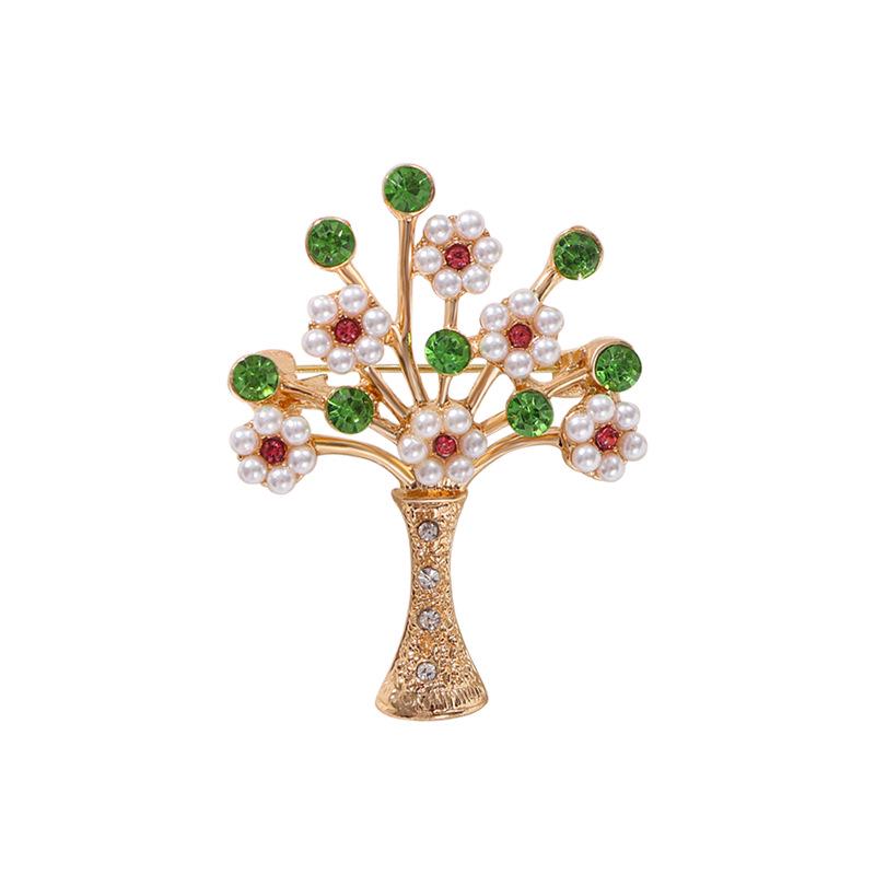 Elegante Blumige Bambus Brosche - Luxuriöse Rote Blume Corsage Anstecknadel für Damen