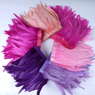 Rooster Feather Trims 2M Rooster Cock Tail Feather Fringes DIY Handicrafts for Clothes Ribbon Carnival Accessories
