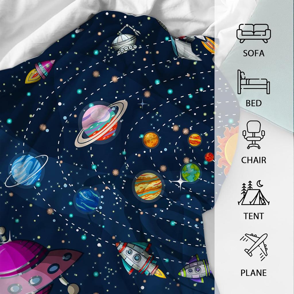 Stylish Space Throw Blanket Lightweight Flannel Throw Classic Space Soft Comfy Plush Blanket For Home Decor Perfect Sofa Office