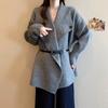 Elegant Plus Size Knit Sweater Coat Oversized Lapel Womens Fall Outerwear