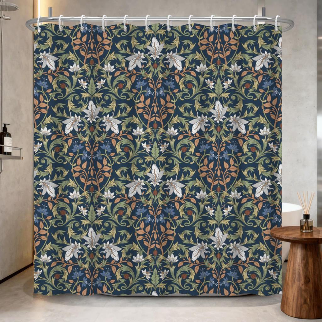 Boho Shower Curtain - Celestial Moon & Botanical Vine Print Waterproof Bathroom Curtain with Rust-Proof Hooks Included,Bohemian