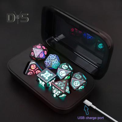 1 Set LED Light-up Dice USB Rechargeable RGB Glowing Multi-sides Dice D4 D6 D8 D10 D12 D20 Flashing Dice Adults Family Night Party Board Game