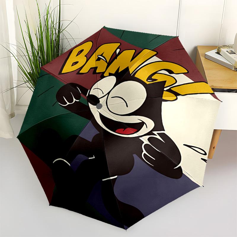 1PC Felix the Cat Auto Open/Close Cute Umbrella Sturdy Iron Frame, Compact Travel Umbrella, Perfect Gift,  0829141