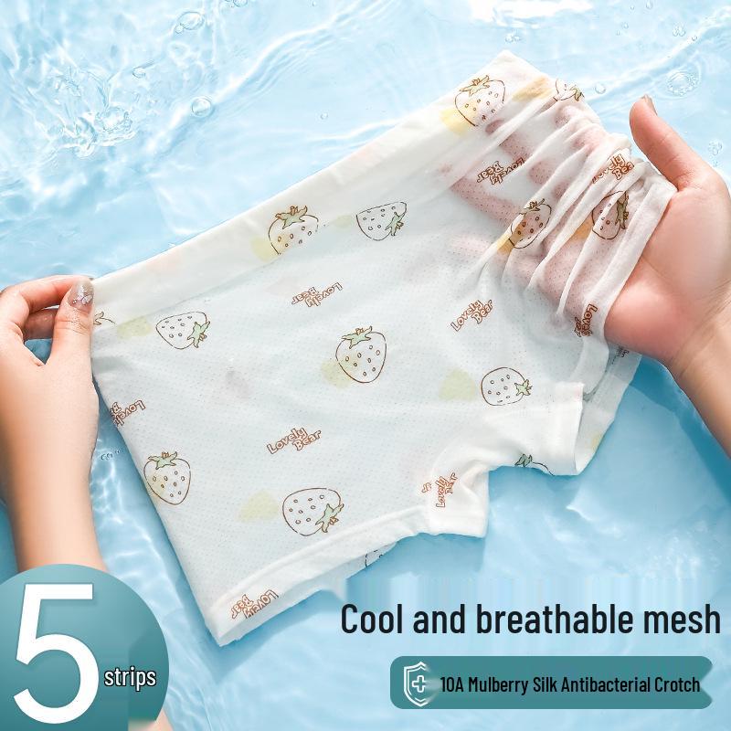 Soft and Comfortable Ice Silk Boxer Briefs for Girls - Perfect for Toddlers and Elementary Students