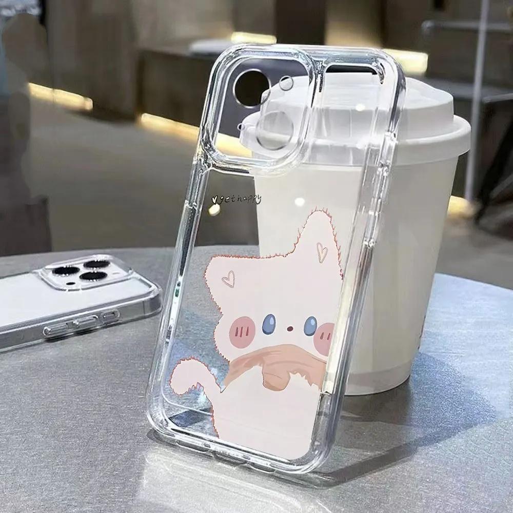 Süße Katze TPU Transparente Handyhülle Für IPhone 16 15 14 13 12 11 Pro Max 14pro 16pro 7 8 plus X XR XS Stoßfeste Weiche Hülle