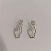 Women's Finger Heart Pendant Earrings - I Love You Gesture Jewelry, Simple Everyday and Valentine's Day Gift,  Elegant Earrings, Sweet Ear