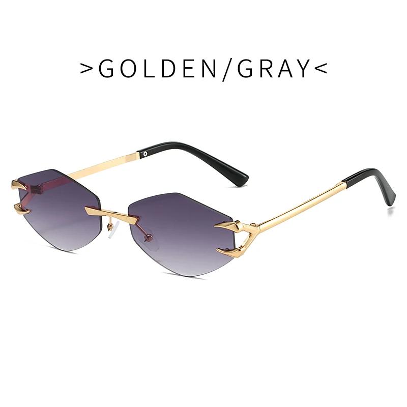 Retro Polygonal Sunglasses For Women Fashion Rimless Irregular Square Ladies Sun Glasses Shades Retro Alloy Eyewear