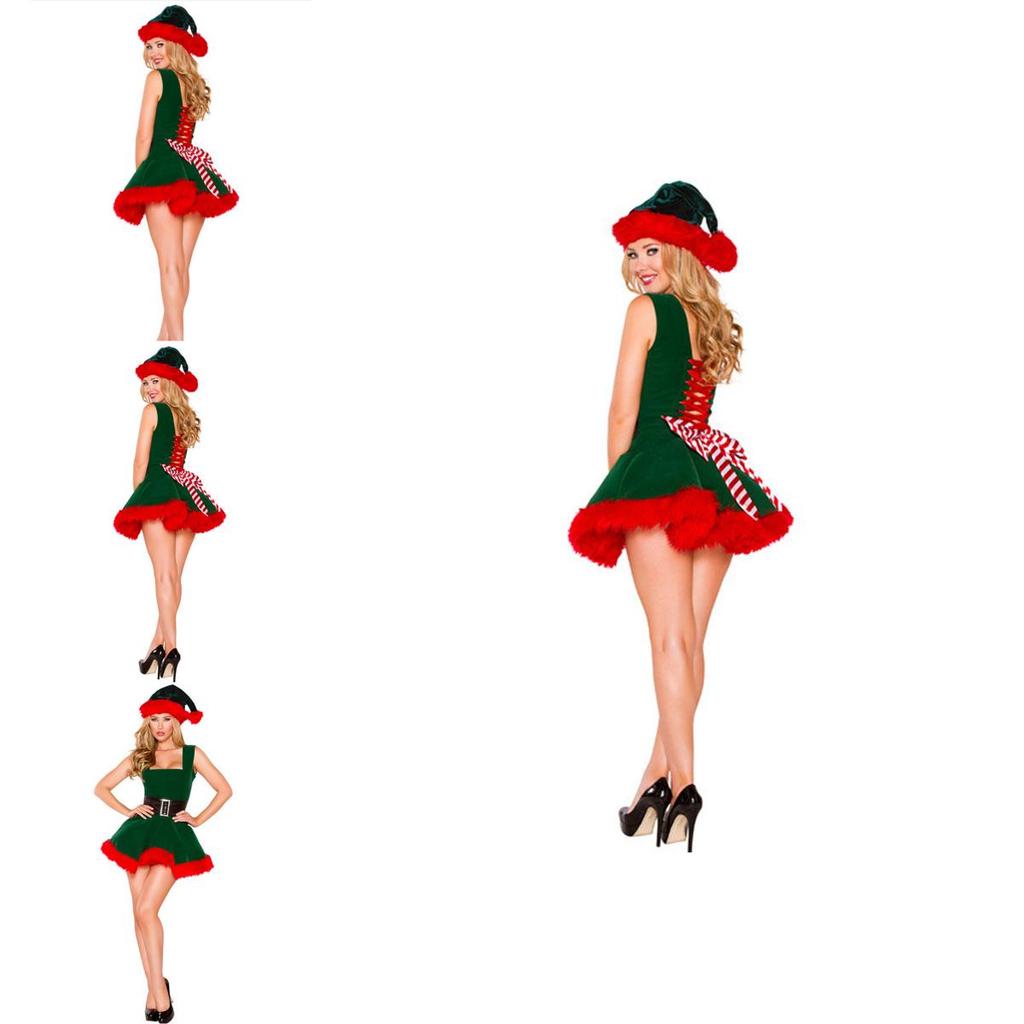 Elegantes grünes Weihnachtsbaumkleid für Weihnachtsfeiern im Prinzessinnen-Thema und Cosplay