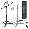 GUITTO Boom Microphone Stand with Adjustable Dual Device and Storage Bag for and Live Performances GMS-04 Heavy-Duty Smartphone/Tablet Holder, Height,