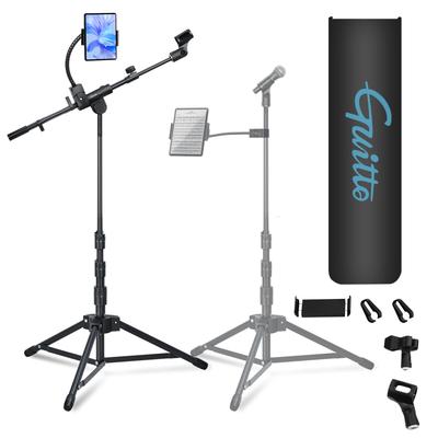 Pied de microphone perche GUITTO avec support double appareil réglable et sac de rangement pour et Performances en direct GMS-04 Support robuste pour smartphone/tablette, Hauteur,