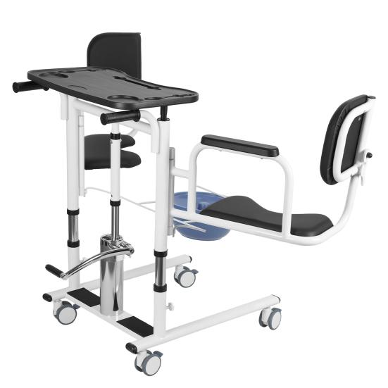 Patientenlifter Transferstuhl, 5-in-1 Patientenlifter Rollstuhl mit 180 Grad geteiltem Sitz, Höhenverstellbarer Lifter Transferstuhl für Zuhause Senioren Ältere