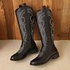 thick-soled western cowboy boots women's 2025 summer new embroidery travel wear medium boots outdoor desert short boots