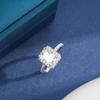 S925 Sterling Silver Princess Square Moissanite Open Ring - European & American Style Jewelry