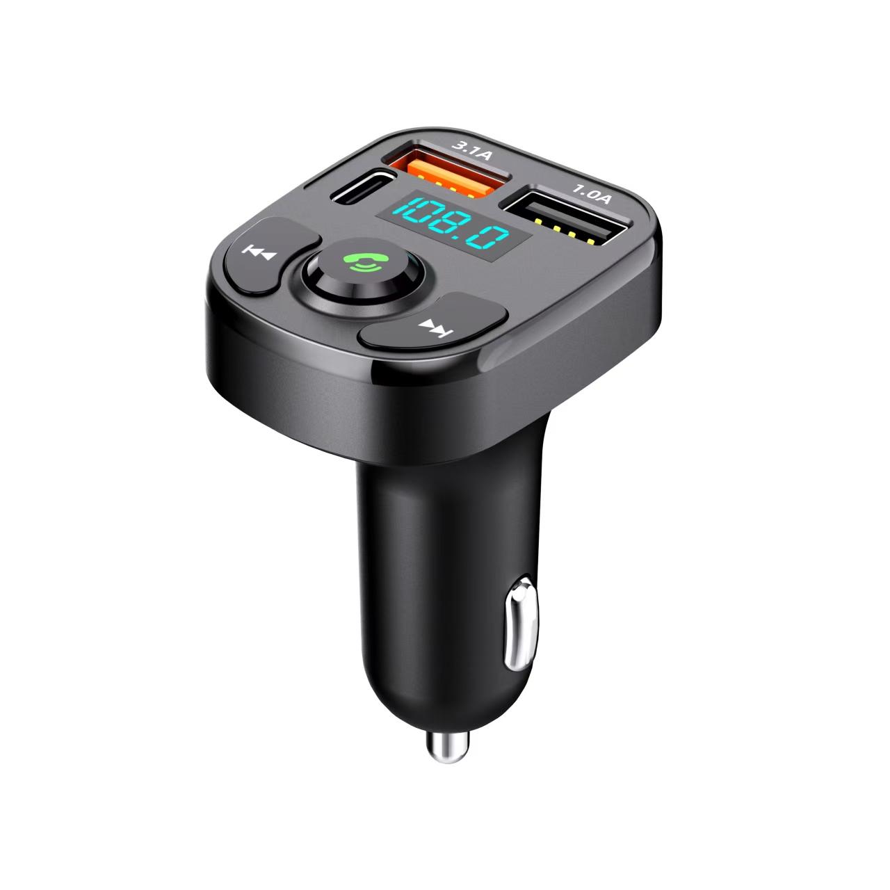 

Многофункциональное автомобильное зарядное устройство с двумя USB-портами, беспроводной Bluetooth 5.0, FM-передатчик, музыкальный адаптер, автомобильный комплект громкой связи, радиоприемник