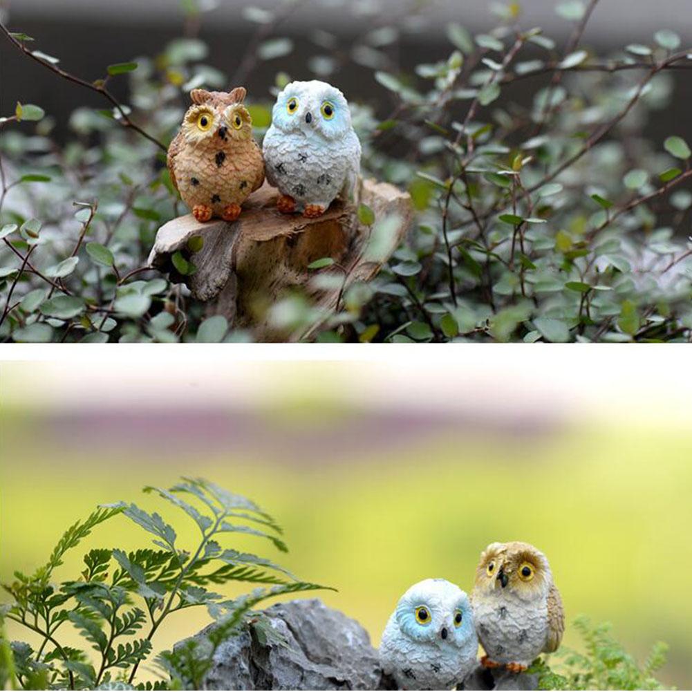 Mini Cute Cartoon Owl Shape Adornment for Plant Pots Fairy Garden Decor Ornament