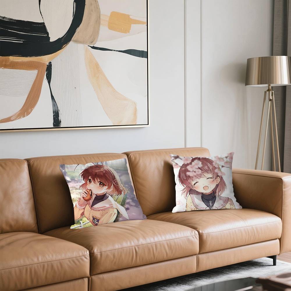 Anime C-CLANNAD Pillow Cover For Bedroom Room And Living Room Sofa Decorative Cushion Cover