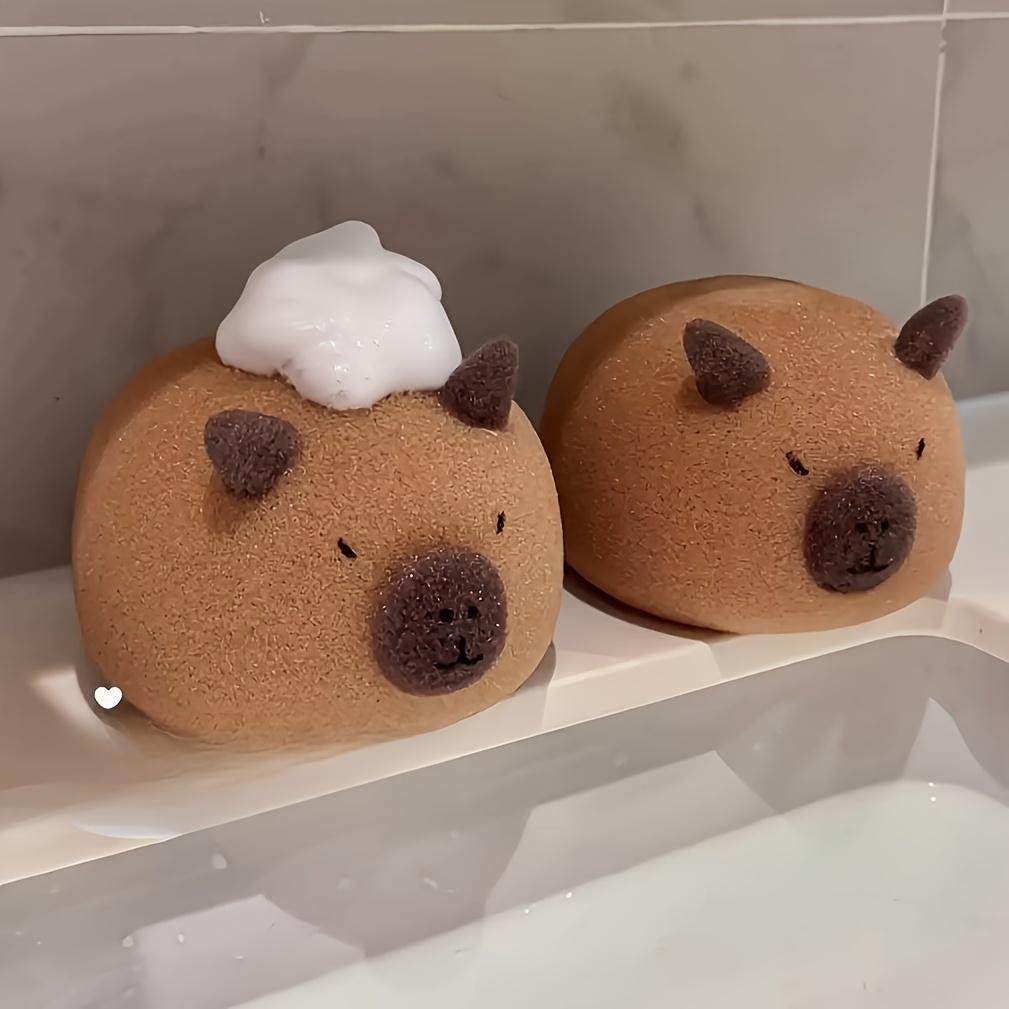 1Pcs Wash Blistering Capybara Bath Sponge Ball Body Exfoliate Household Baby Shower Brushes Bubble Sponges Cartoon Animal Shape