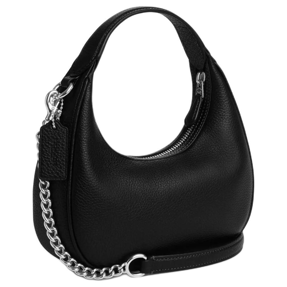 Coach Carmen 20 Letter Logo Zip Closure Leather Hobo Bag Women Bags Black CT774-SVBK