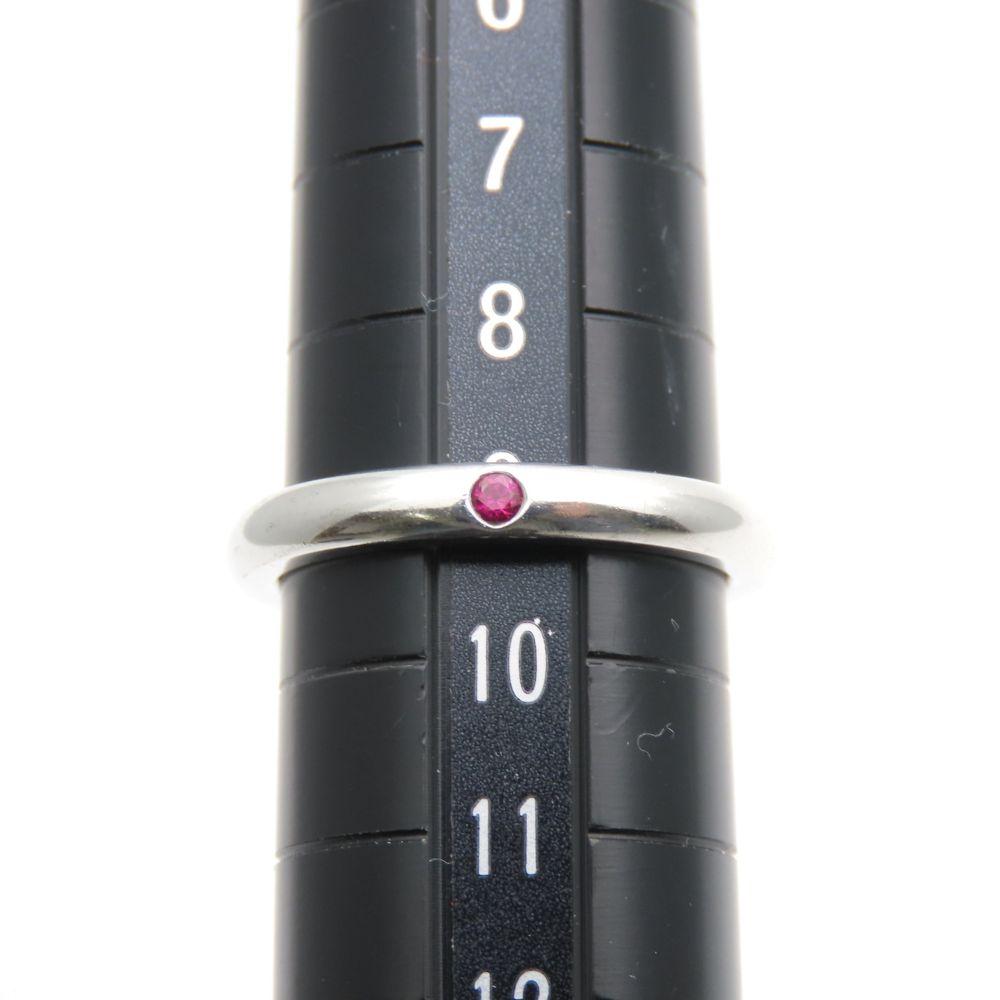 Used TIFFANY&Co. Ring Stacking Band Elsa Peretti EU#49 Silver925/Ruby 2.6g Silver