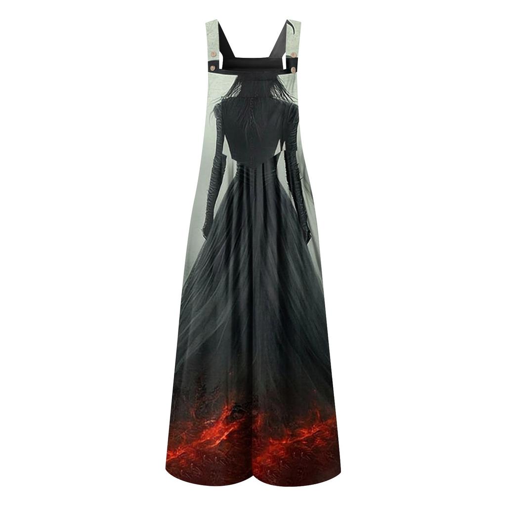 Women's Fashion St. Patrick's Day Printed Casual Loose Retro Suspender Jumpsuit