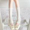 Japanese sweet hollow tube socks children spring and summer twist princess lace leg cover white hollow socks fishing net socks