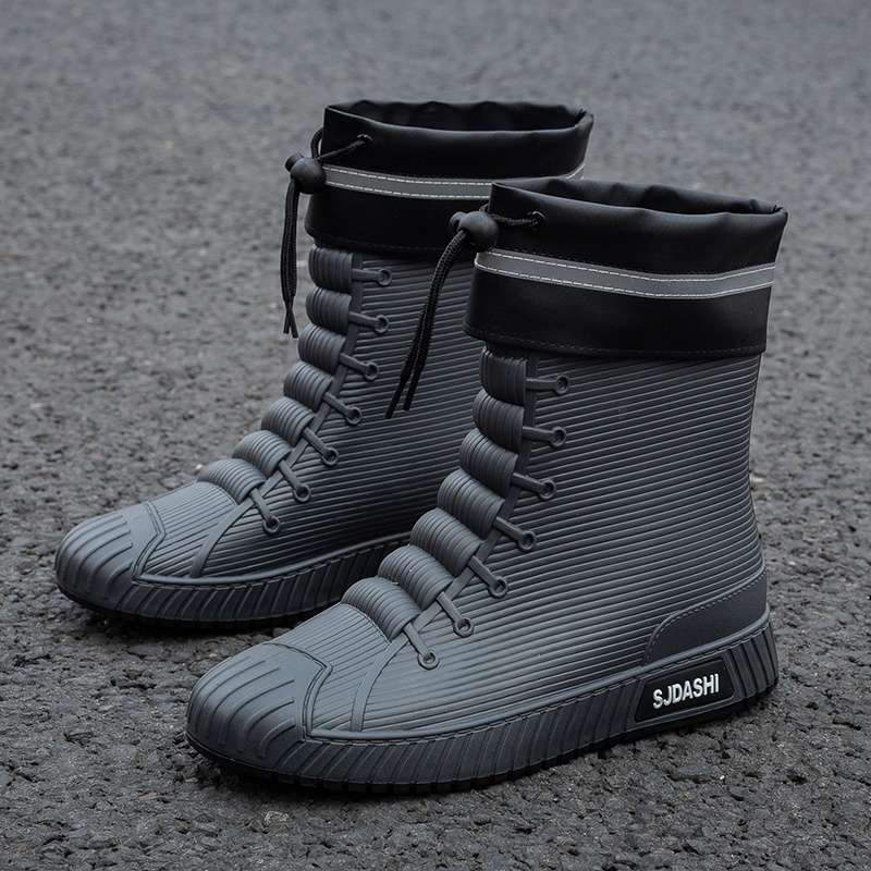 Rain Shoes Short Tube Waterproof Water Shoes Non-slip and Warm Men's Rain Boots Women's Kitchen Velvet Wear-resistant New Rubber Shoes Water Boots