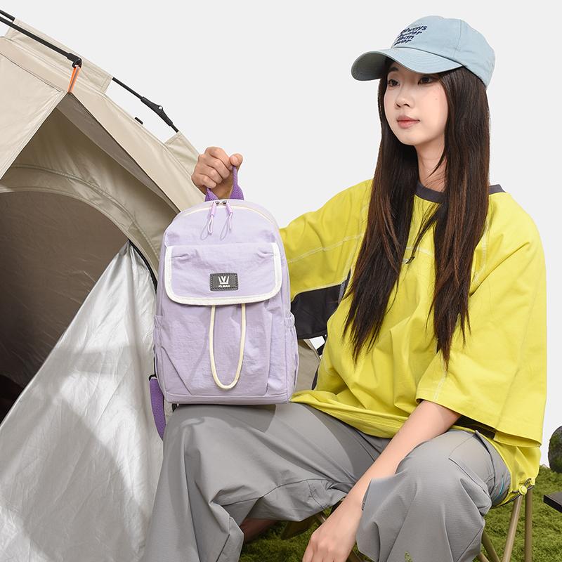 Waterproof Backpack with Front Pocket Nylon Solid Color Casual Backpack