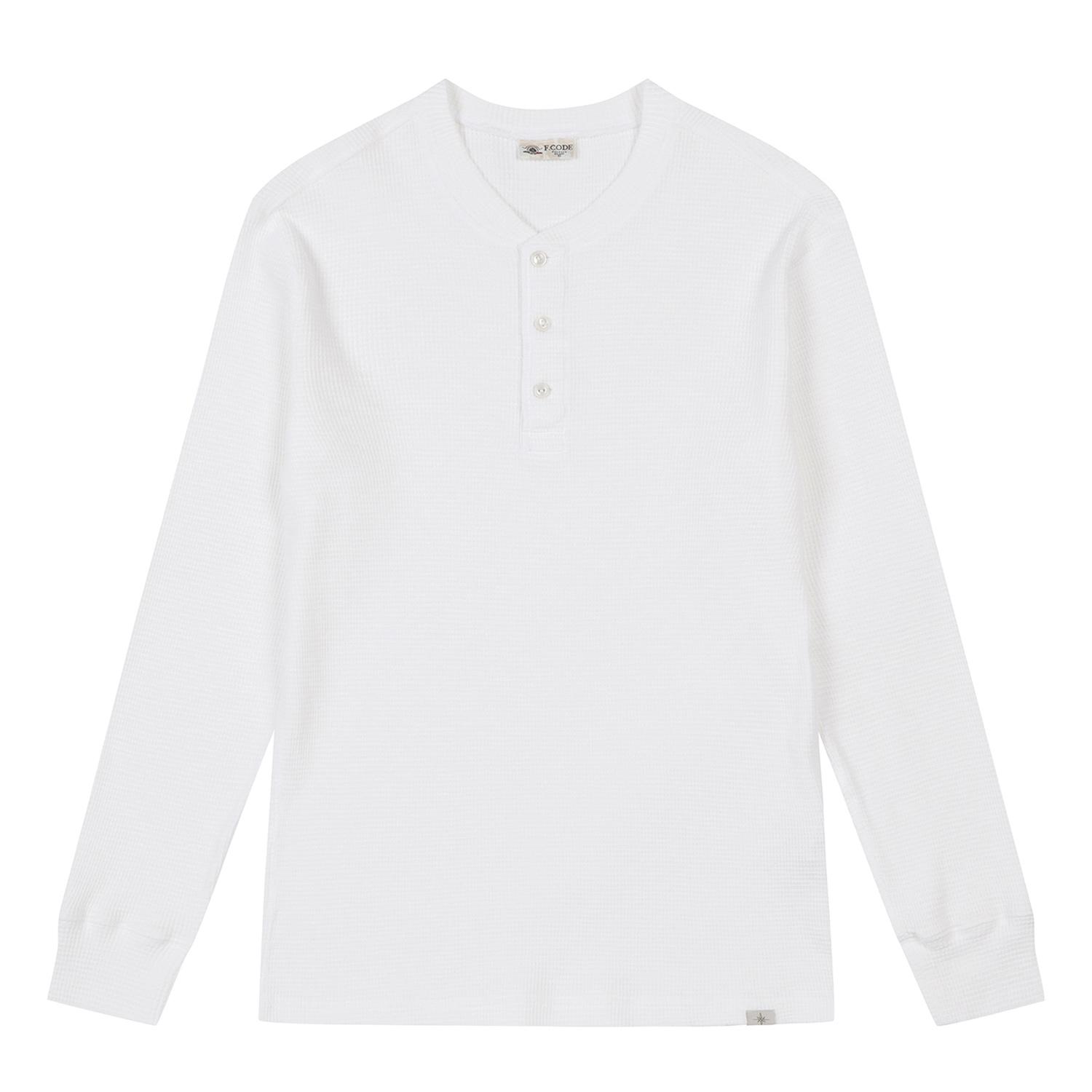 Ferraro Milano Men S Waffle Knit Henley Neck T-Shirt White (Am0Dks15231) White.Am0Dks15231/095