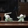 Ceramic Swordsman Incense Holder: Creative Sword-Dancing Ornament & Stick Burner Base