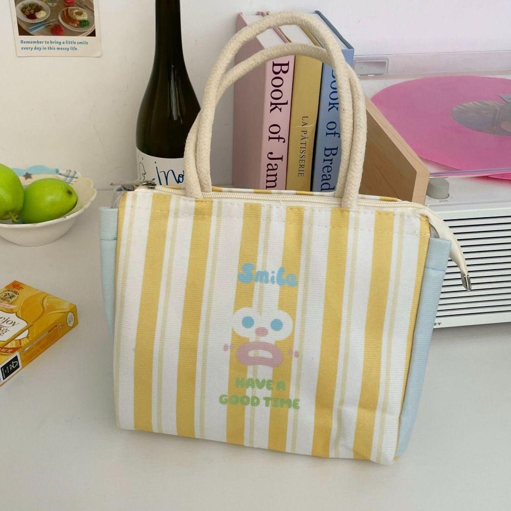 Large Capacity Canvas Lunch Bag Printed Insulated Lunch Box Bag Cute Cat Thermal Lunch Bag  Men