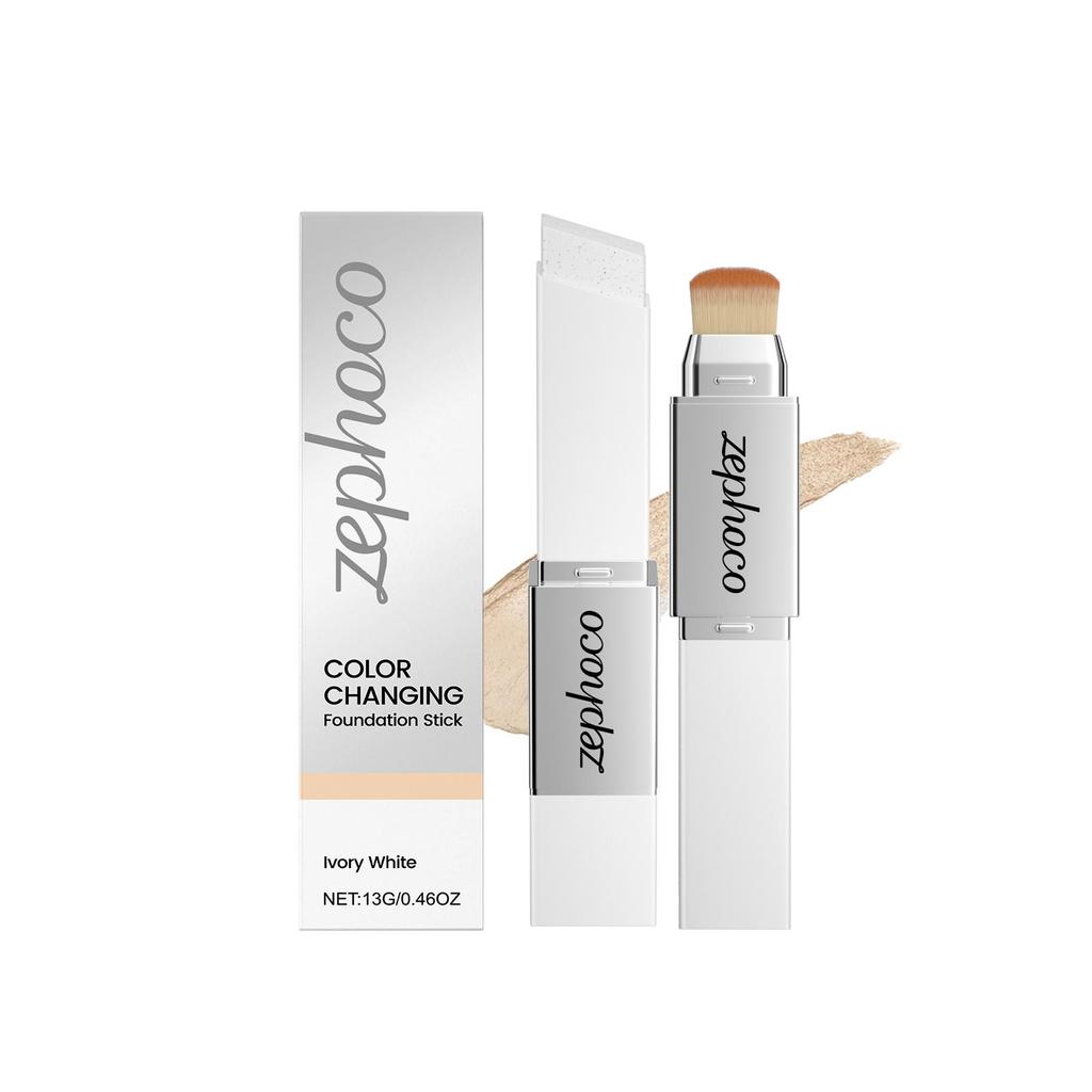 Two-in-One Color-Changing Foundation Stick High Concealer Lightweight Brightening Moisturizing Matte Hydrate Lasting Base Makeup