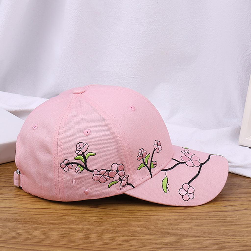 Embroidery Blossom Baseball Hat for Girl Long Brims Soft Fisherman Hat Teens Sunproof Peaked Hat Adjust Sun Hat