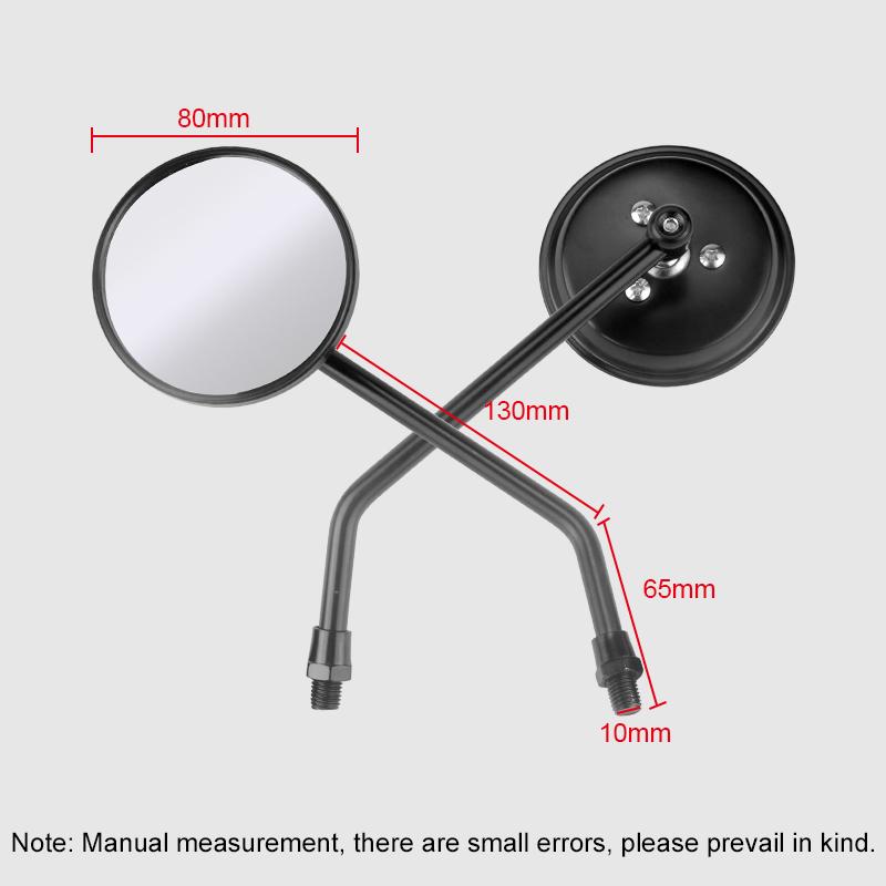 Motorcycle Rearview Side Mirror with 10mm Screws Universal Round Square Retro Modified Motorbike For Honda For